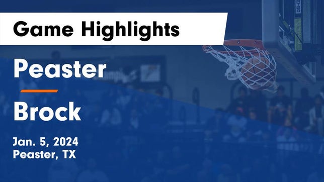Watch this highlight video of the Peaster (TX) girls basketball team in its game Peaster  vs Brock  Game Highlights - Jan. 5, 2024 on Jan 5, 2024