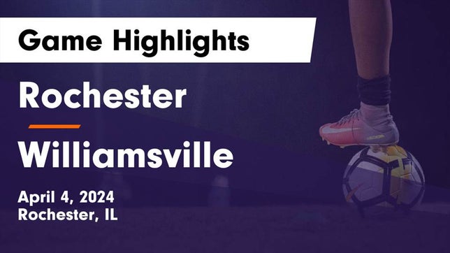 Watch this highlight video of the Rochester (IL) girls soccer team in its game Rochester  vs Williamsville  Game Highlights - April 4, 2024 on Apr 4, 2024
