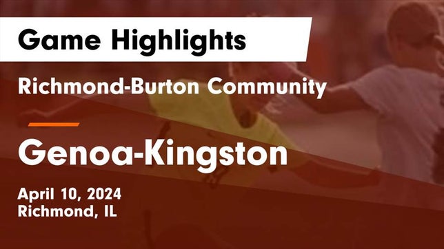 Watch this highlight video of the Richmond-Burton (Richmond, IL) girls soccer team in its game Richmond-Burton Community  vs Genoa-Kingston  Game Highlights - April 10, 2024 on Apr 10, 2024