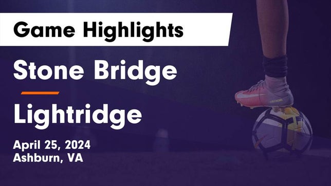 Watch this highlight video of the Stone Bridge (Ashburn, VA) soccer team in its game Stone Bridge  vs Lightridge  Game Highlights - April 25, 2024 on Apr 25, 2024