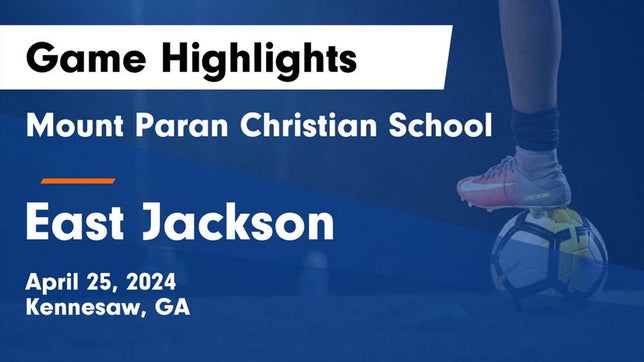 Watch this highlight video of the Mount Paran Christian (Kennesaw, GA) girls soccer team in its game Mount Paran Christian School vs East Jackson  Game Highlights - April 25, 2024 on Apr 25, 2024