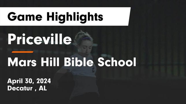 Watch this highlight video of the Priceville (AL) girls soccer team in its game Priceville  vs Mars Hill Bible School Game Highlights - April 30, 2024 on Apr 30, 2024