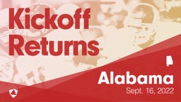 Alabama: Kickoff Returns from Weekend of Sept 16th, 2022