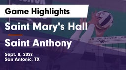 Saint Mary's Hall  vs Saint Anthony  Game Highlights - Sept. 8, 2022