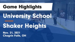 University School vs Shaker Heights  Game Highlights - Nov. 21, 2021