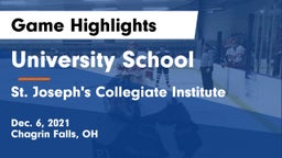 University School vs St. Joseph's Collegiate Institute Game Highlights - Dec. 6, 2021