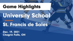 University School vs St. Francis de Sales  Game Highlights - Dec. 19, 2021
