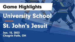 University School vs St. John's Jesuit  Game Highlights - Jan. 15, 2022