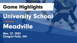 University School vs Meadville Game Highlights - Nov. 27, 2022