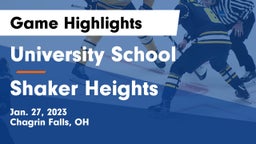 University School vs Shaker Heights  Game Highlights - Jan. 27, 2023