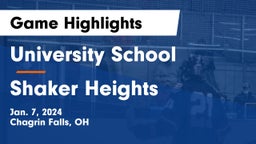 University School vs Shaker Heights  Game Highlights - Jan. 7, 2024