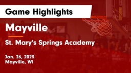 Mayville  vs St. Mary's Springs Academy  Game Highlights - Jan. 26, 2023