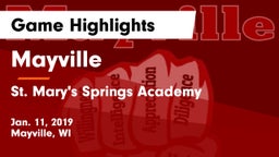 Mayville  vs St. Mary's Springs Academy  Game Highlights - Jan. 11, 2019