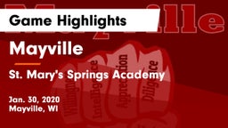 Mayville  vs St. Mary's Springs Academy  Game Highlights - Jan. 30, 2020