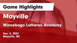 Mayville  vs Winnebago Lutheran Academy  Game Highlights - Jan. 5, 2024