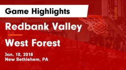 Redbank Valley  vs West Forest  Game Highlights - Jan. 10, 2018
