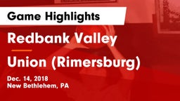 Redbank Valley  vs Union  (Rimersburg) Game Highlights - Dec. 14, 2018