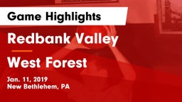 Redbank Valley  vs West Forest  Game Highlights - Jan. 11, 2019
