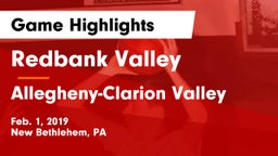 Redbank Valley  vs Allegheny-Clarion Valley  Game Highlights - Feb. 1, 2019