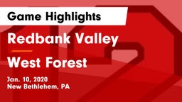 Redbank Valley  vs West Forest  Game Highlights - Jan. 10, 2020