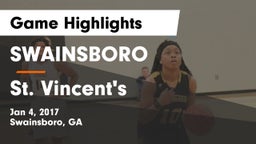 SWAINSBORO  vs St. Vincent's Game Highlights - Jan 4, 2017