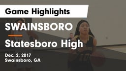 SWAINSBORO  vs Statesboro High Game Highlights - Dec. 2, 2017