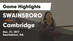 SWAINSBORO  vs Cambridge Game Highlights - Dec. 21, 2017