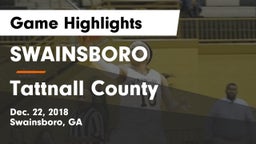SWAINSBORO  vs Tattnall County  Game Highlights - Dec. 22, 2018
