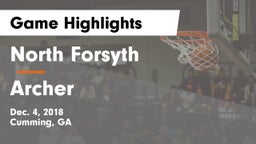 North Forsyth  vs Archer  Game Highlights - Dec. 4, 2018