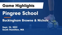 Pingree School vs Buckingham Browne & Nichols  Game Highlights - Sept. 24, 2022