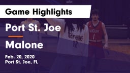 Port St. Joe  vs Malone  Game Highlights - Feb. 20, 2020