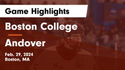 Boston College  vs Andover  Game Highlights - Feb. 29, 2024