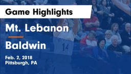 Mt. Lebanon  vs Baldwin  Game Highlights - Feb. 2, 2018