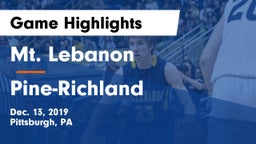Mt. Lebanon  vs Pine-Richland  Game Highlights - Dec. 13, 2019