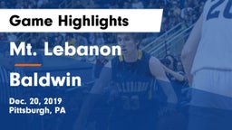 Mt. Lebanon  vs Baldwin  Game Highlights - Dec. 20, 2019