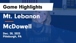 Mt. Lebanon  vs McDowell  Game Highlights - Dec. 28, 2023