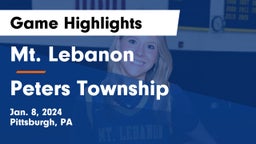 Mt. Lebanon  vs Peters Township  Game Highlights - Jan. 8, 2024