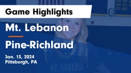 Mt. Lebanon  vs Pine-Richland  Game Highlights - Jan. 13, 2024