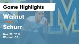 Walnut  vs Schurr  Game Highlights - Nov 29, 2016