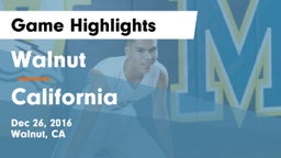 Walnut  vs California  Game Highlights - Dec 26, 2016
