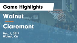 Walnut  vs Claremont  Game Highlights - Dec. 1, 2017