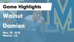 Walnut  vs Damien  Game Highlights - Nov. 30, 2018