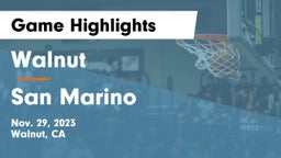 Walnut  vs San Marino  Game Highlights - Nov. 29, 2023