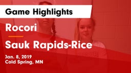 Rocori  vs Sauk Rapids-Rice Game Highlights - Jan. 8, 2019