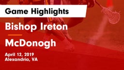 Bishop Ireton  vs McDonogh  Game Highlights - April 12, 2019