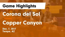 Corona del Sol  vs Copper Canyon Game Highlights - Dec. 7, 2017