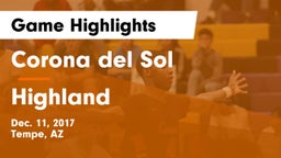Corona del Sol  vs Highland  Game Highlights - Dec. 11, 2017