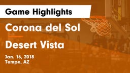 Corona del Sol  vs Desert Vista  Game Highlights - Jan. 16, 2018