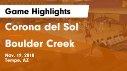 Corona del Sol  vs Boulder Creek  Game Highlights - Nov. 19, 2018