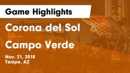 Corona del Sol  vs Campo Verde  Game Highlights - Nov. 21, 2018